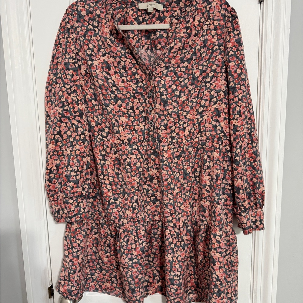 LOFT Floral Long-Sleeve Dress